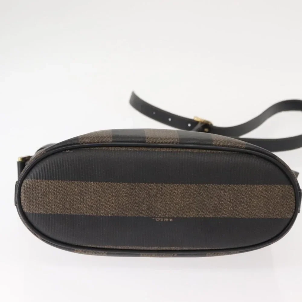 Authentic FENDI Pecan Canvas Shoulder Bag PVC Black Brown gold - Picture 16 of 16